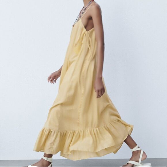 NWT Zara Long Embroidered Dress - Picture 6 of 11